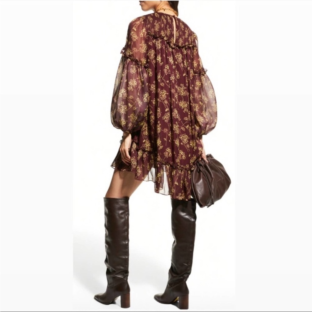 Cinq a Sept Zola Floral Print Puff Sleeve Mini Dress Sz 6 Medium - Picture 14 of 14